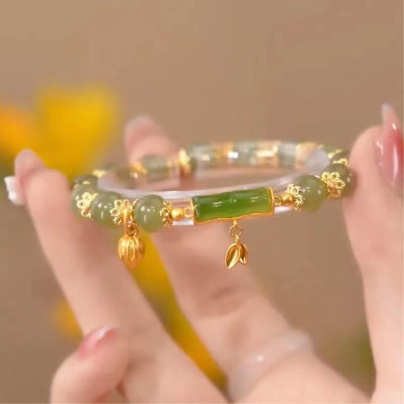 Imitation Dongling Jade Bracelet: Trendy Minimalist Lotus Design, Perfect Gift for Girlfriend