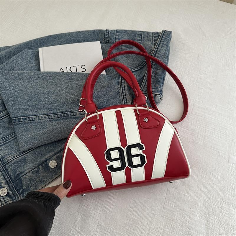 Niche design women's bags, high-end striped contrasting shoulder bags, summer new semi-round underarm bags, messenger bags