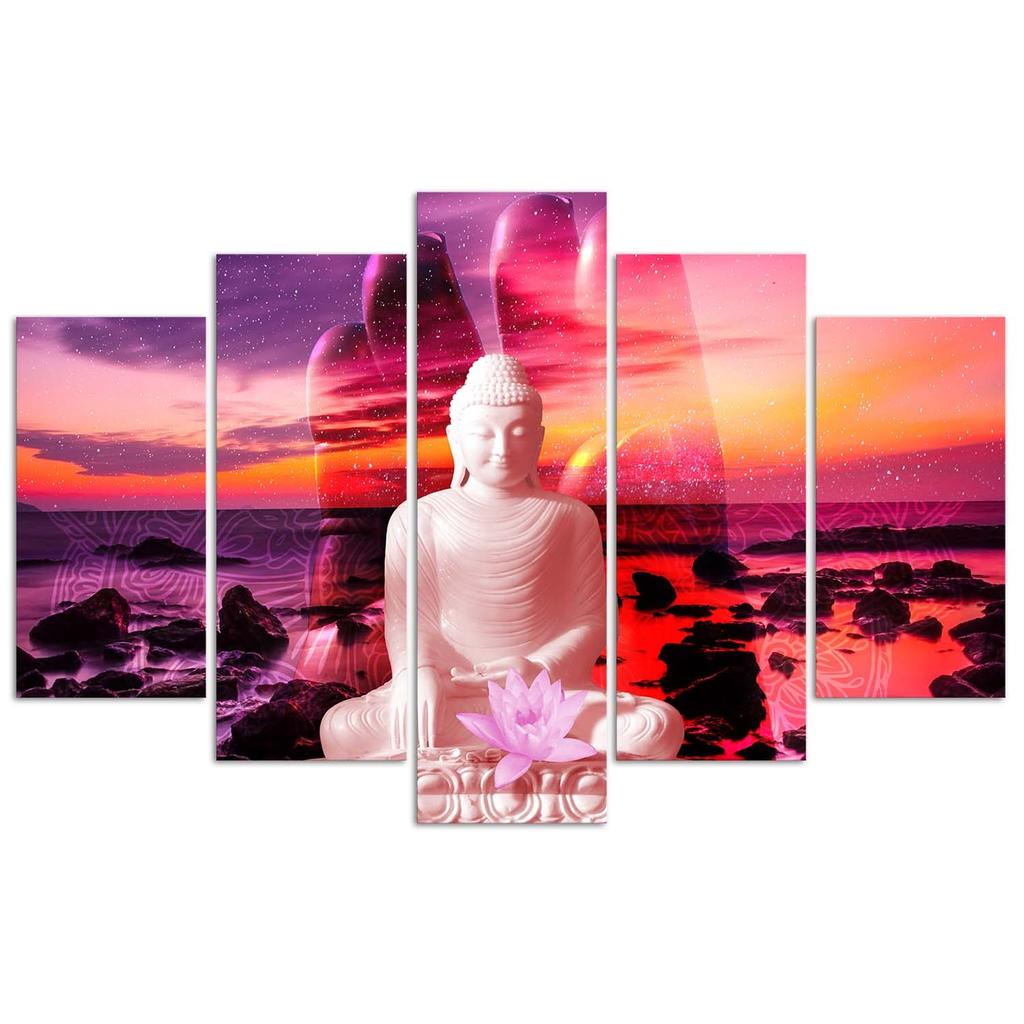 Obraz na plátně z pěti kusů Buddha Sunset Sea