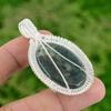 Sterling Silver Solar Moss Agate Gemstone Engagement Wire Wrap Pendant Jewelry