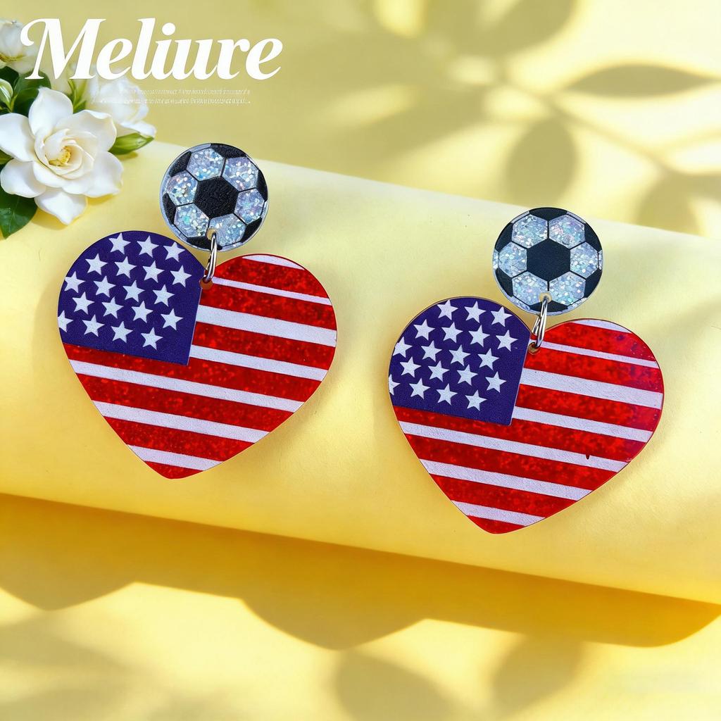 USA Flag Acrylic Earrings for Independence Day Sports Festivals - World Cup Themed Jewelry