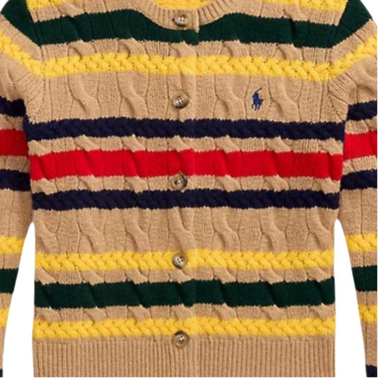 Polo Ralph Lauren Striped Crew Neck Button Knit Sweater Women Sweater 211972837-001