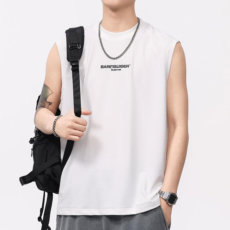 

Летняя тонкая американская футболка-безрукавка с круглым вырезом для мужчин, футболка с круглым вырезом, короткий рукав 4XL