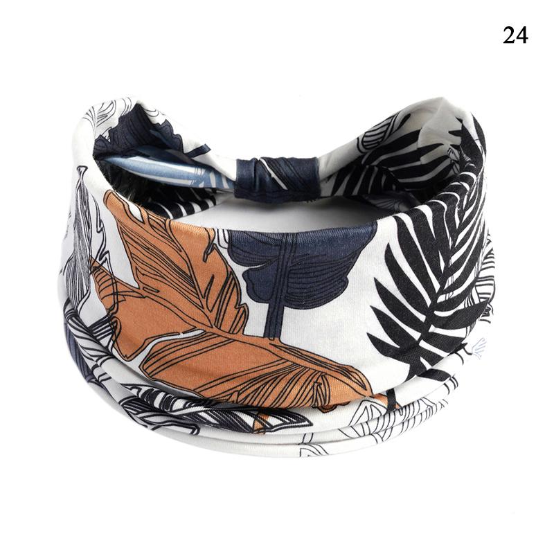 

Boho Flower Print Wide Headbands Vintage Knot Elastic Turban Headwrap for Women Girls Cotton Soft Bandana Hair Accessories