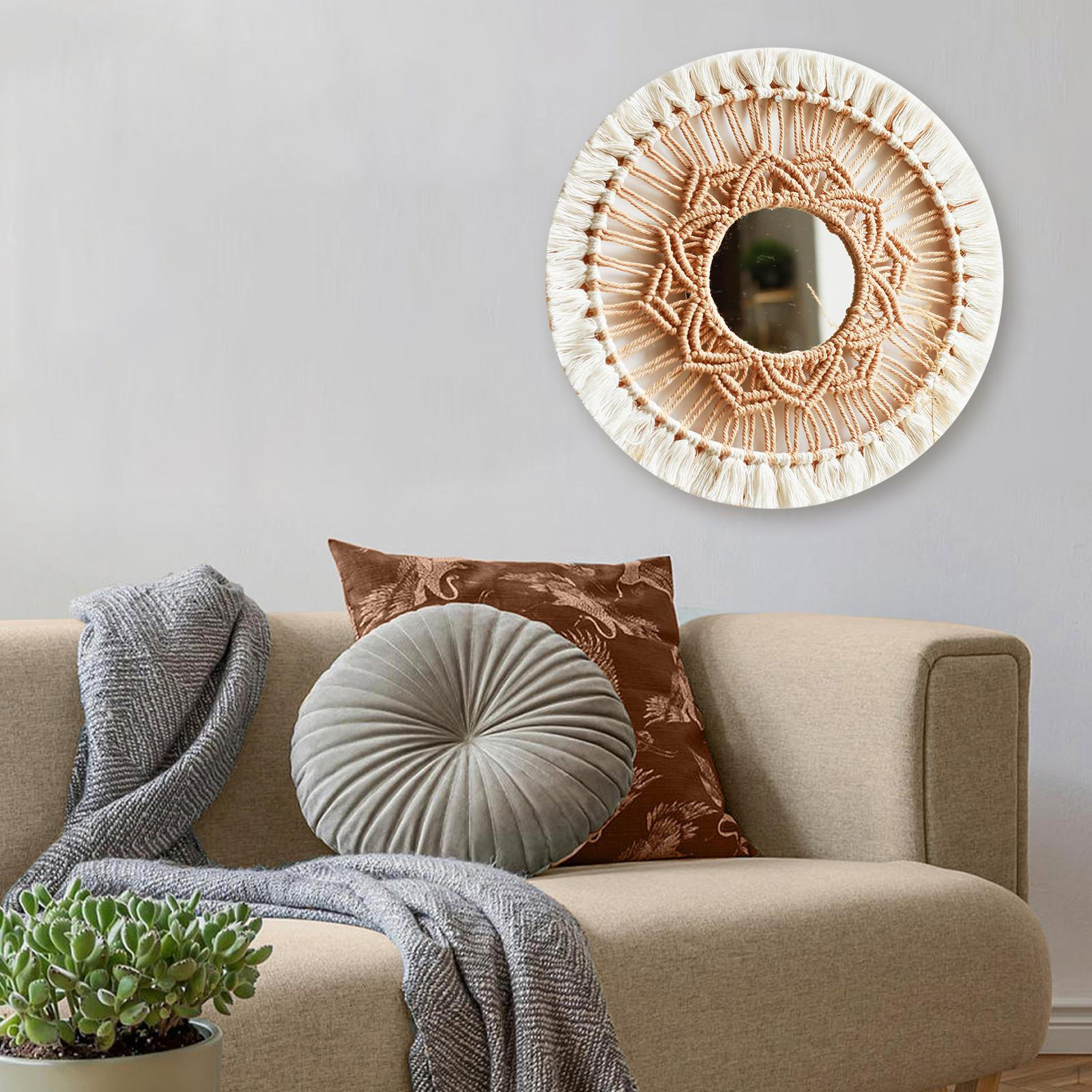 

Богемия настенное зеркало макраме бахрома ручной работы декоративное для ванной комнаты спальни дома белый