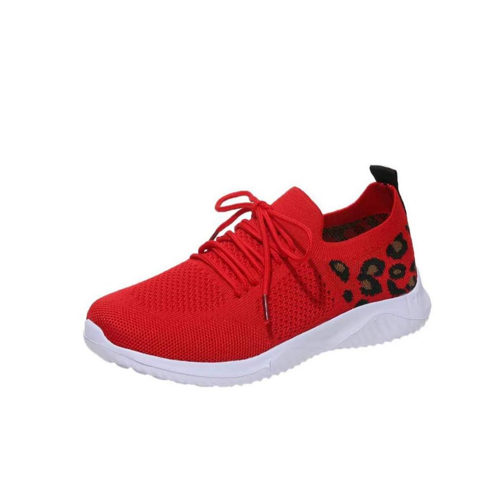 Casual single shoes autumn new round head flat bottom large size lace-up mesh sports single shoes women