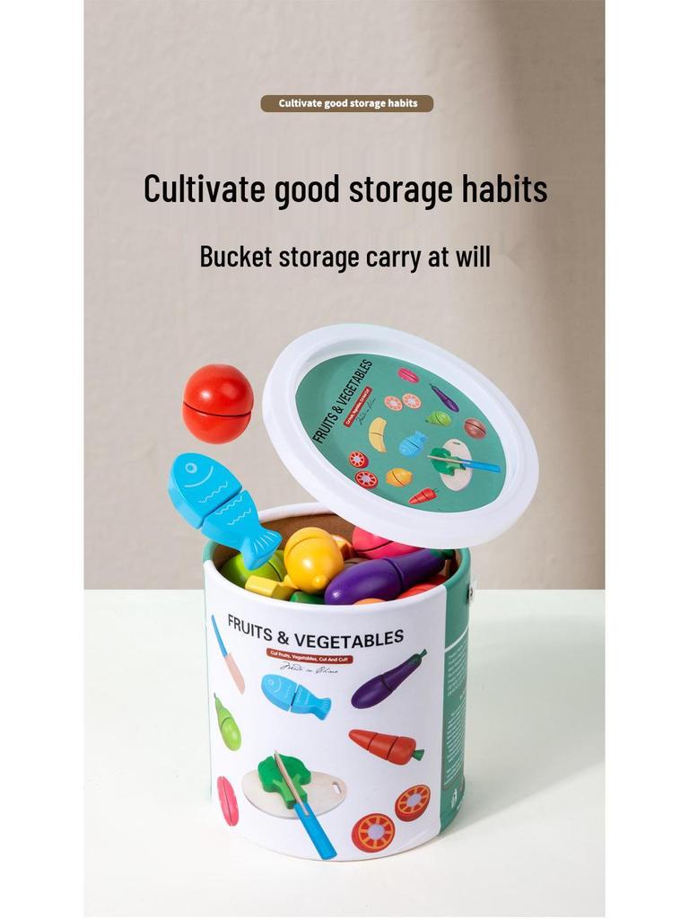 Wooden Fruit & Veggie Cutting Set for Kids' Kitchen Role Play