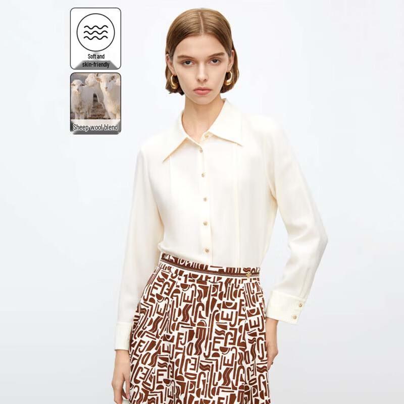 JESSIE Women s 98% Wool Lapel Long Sleeve Shirt S