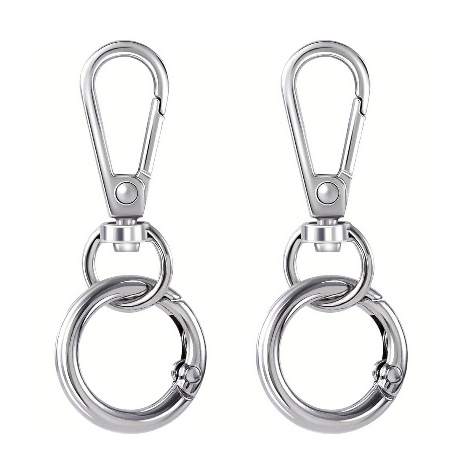 

Металлические поворотные застежки-карабины, клипсы для брелоков с большим кольцом для ключей, карабины и кольца для ключей для наборов для изготовления брелоков серебряный