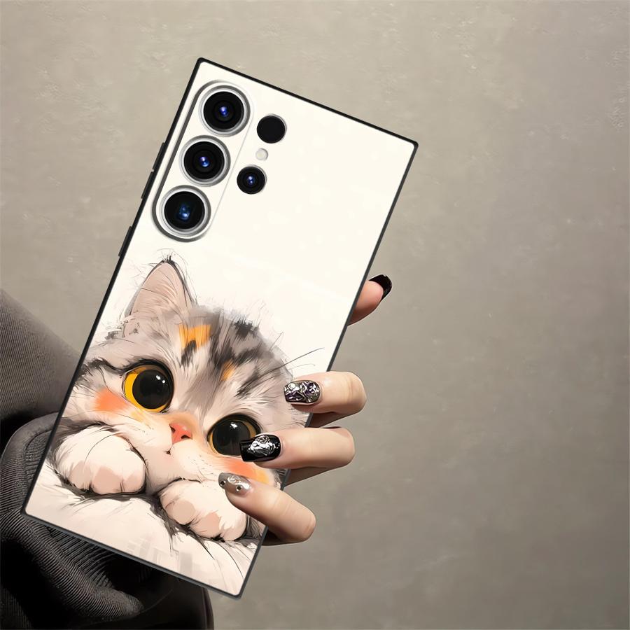 Cartoon Cat Case for Samsung Galaxy S26 Ultra S24 S25 Plus S20 Ultra S10 S9 S21 FE Note 20 8 9 10 S23 Funda Phone Cover