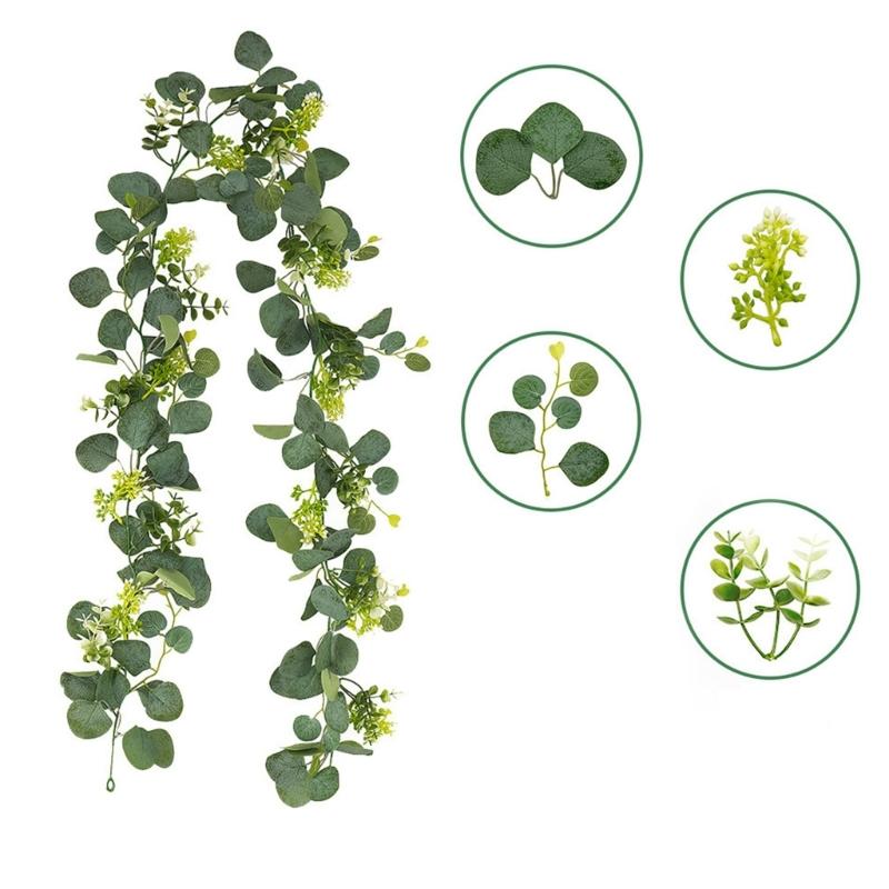 Realistic 180cm Eucalyptuses Vine Display Ornament Feature 60 Blooms Head Ideal For Party And Event Decoration