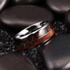 Fashion 8mm Copper Color Stainless Steel Arrow Rings for Men Women Inlaid Hawaiian Koa Wood Rings Men Wedding Band Jewelry Gifts