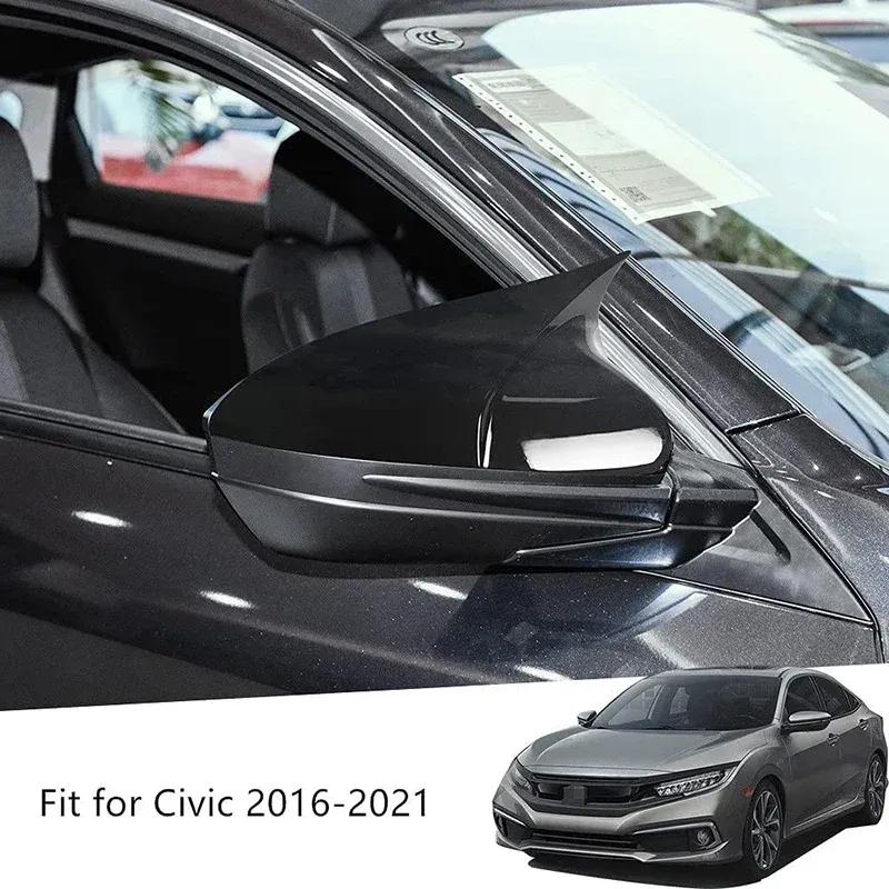 Horn Style Side Mirror Cap Rearview Mirror Cover for Honda Civic 10th Gen Exterior Accessories 2016 2017 2018 2019 2020 2021