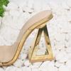 Fashion Transparent flip-flops, women's one-shoulder, 2025 new summer open-toe high heels, crystal irregular-shaped heel slippers