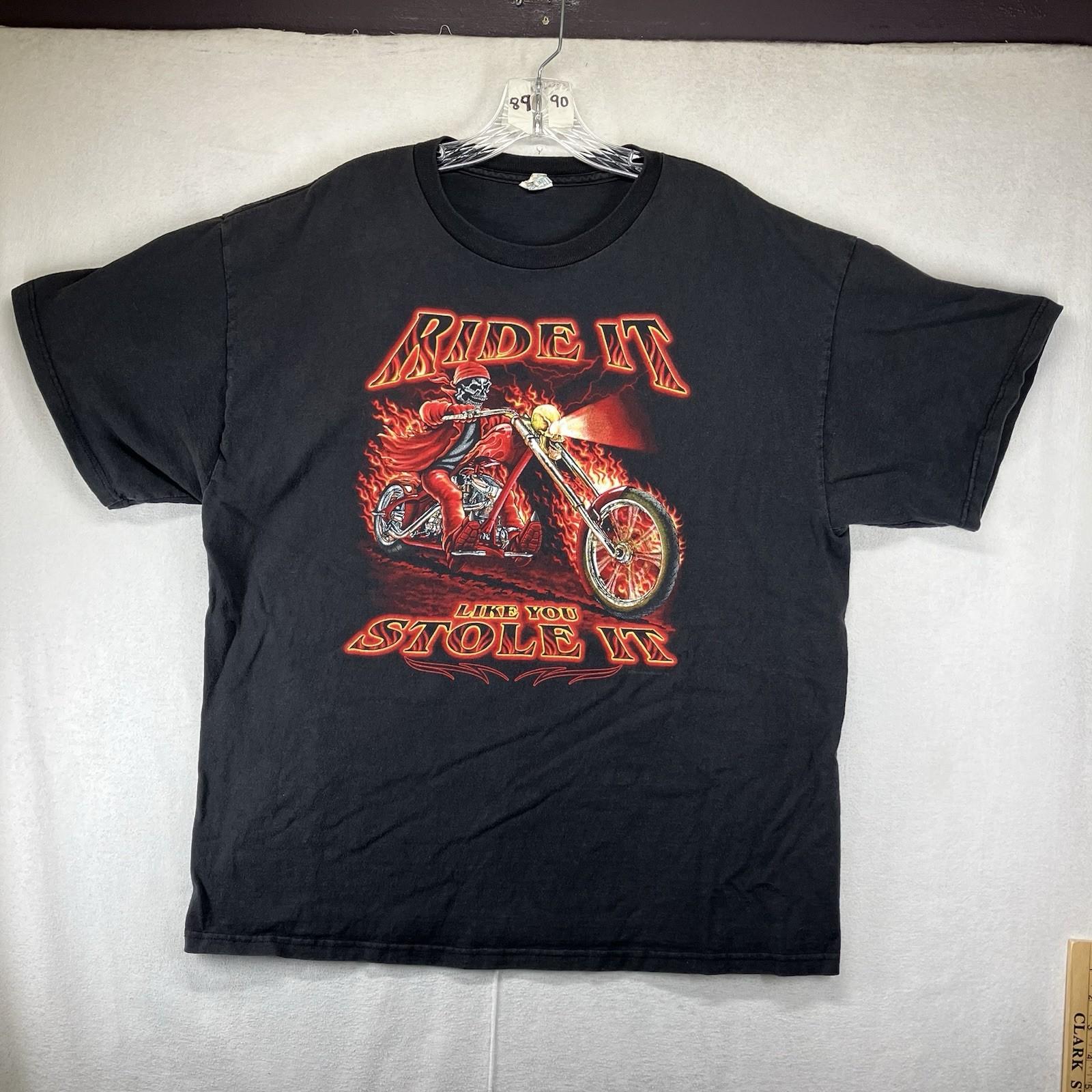 VTG Skeleton Shirt XL RIDE IT LIKE YOU STOLE IT BLACK MOTORCYCLE SKULL RIDER Unisex T-Shirt M