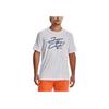 Under Armour Letter Print Crew Neck Sports Pullover Short Sleeve T-Shirt Men Tops White 1376835-100