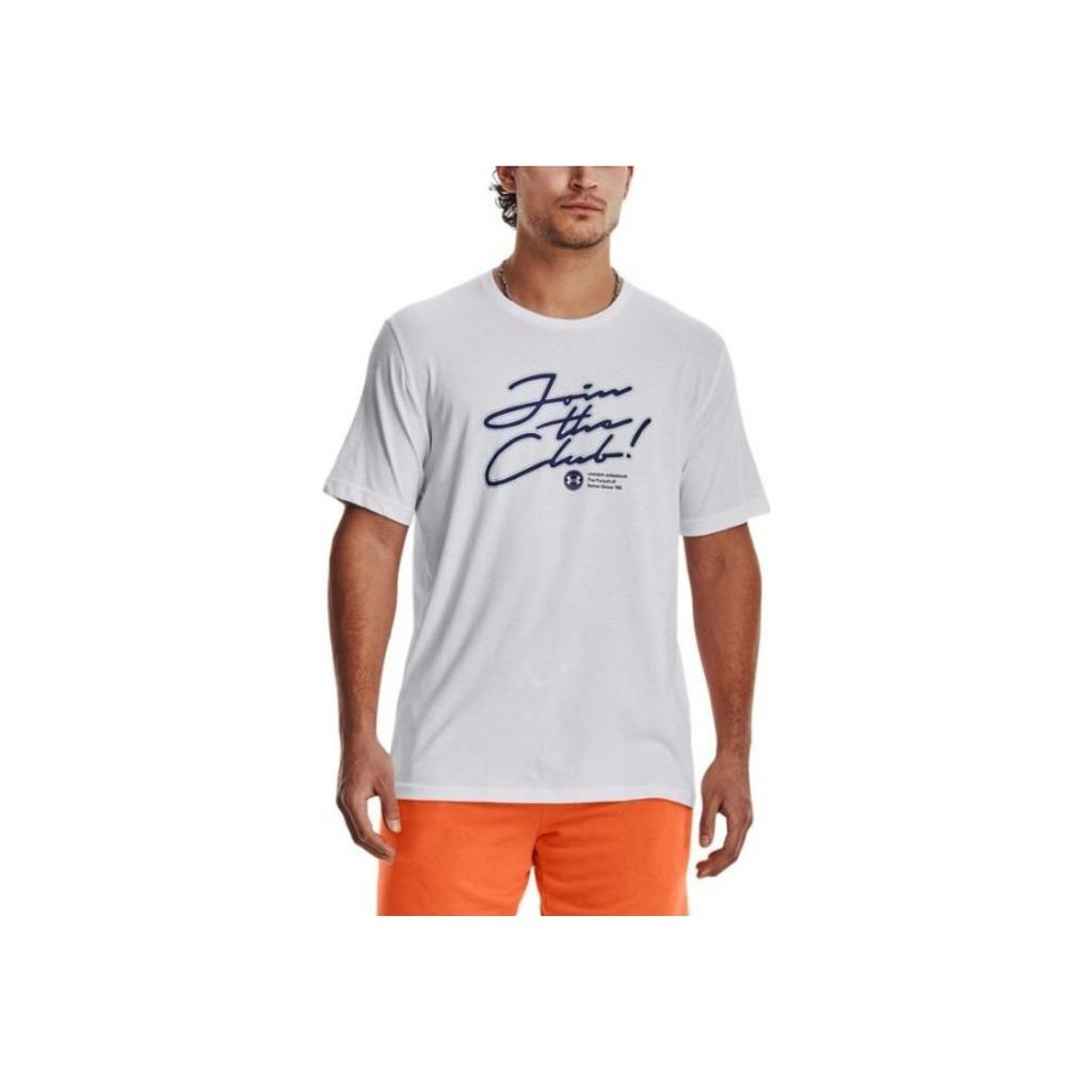 Under Armour Letter Print Crew Neck Sports Pullover Short Sleeve T-Shirt Men Tops White 1376835-100