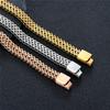 8MM 18K Vergoldete Coole Doppelte Panzerketten Armbänder für Männer Edelstahl Punk Quadratischer Magnetverschluss Männliche Pulseira