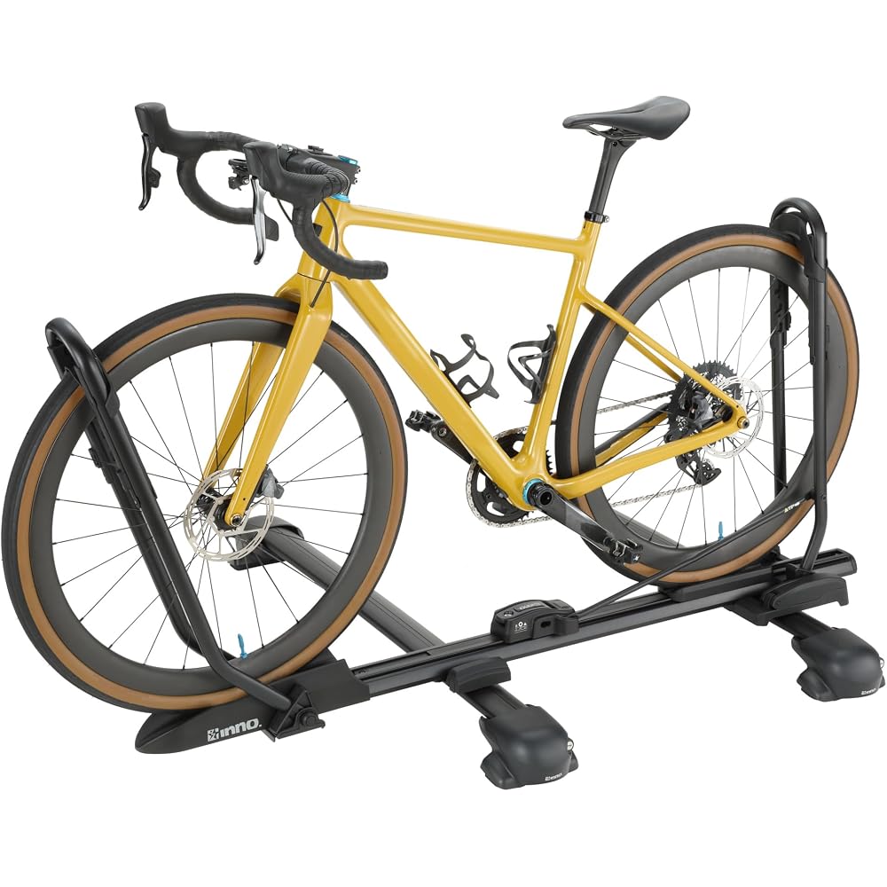 Carmate Inno Tire Hold 3 T-Slot Option Roof Carrier Cycle Carrier Black for Road and Mountain Bikes