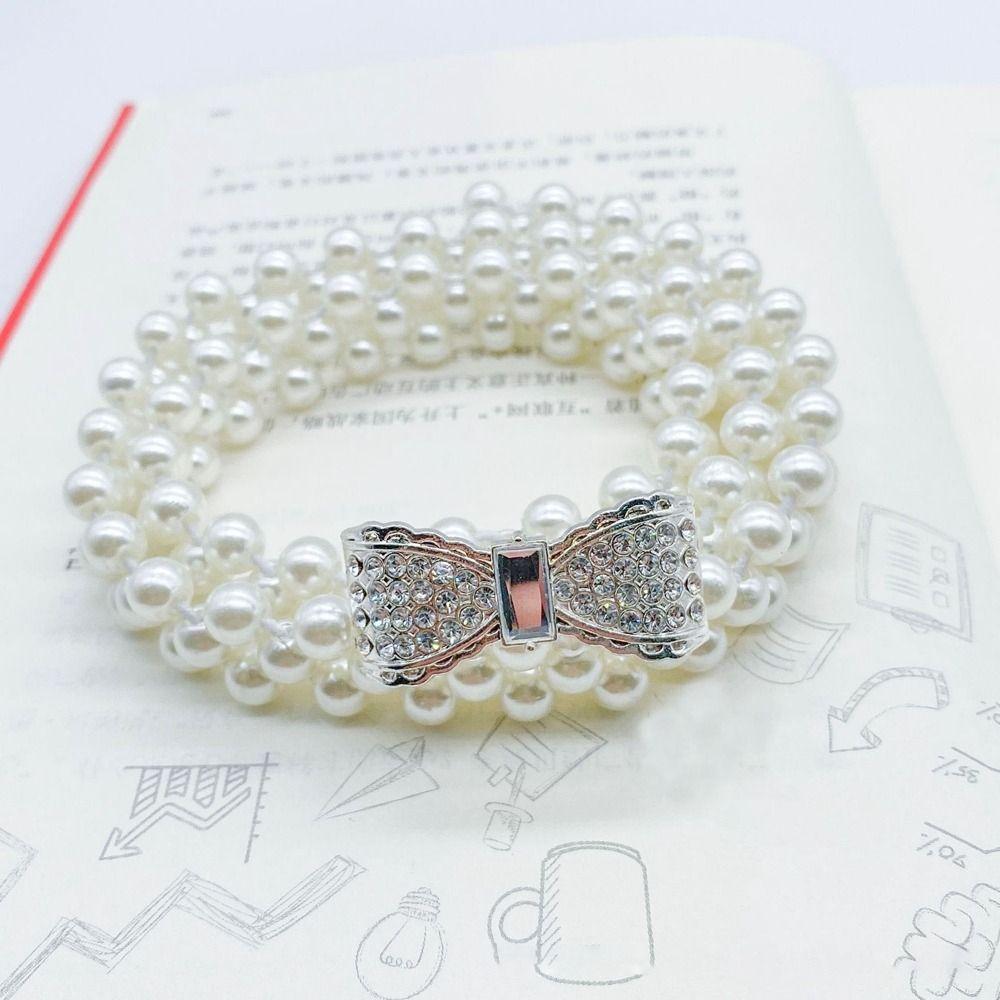 Sweater Decorative Pearl Waist Belt Clothing Supplies Diamond Waist Chain Retro Elastic Belt  Women