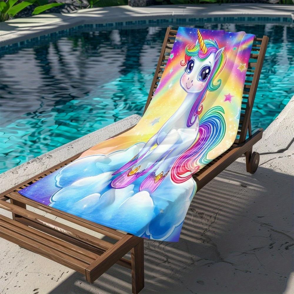Rainbow Unicorn Kids Beach Towel Patterned Sunscreen And Windproof Suitable For Swimming Pool Camping Travel Blanket