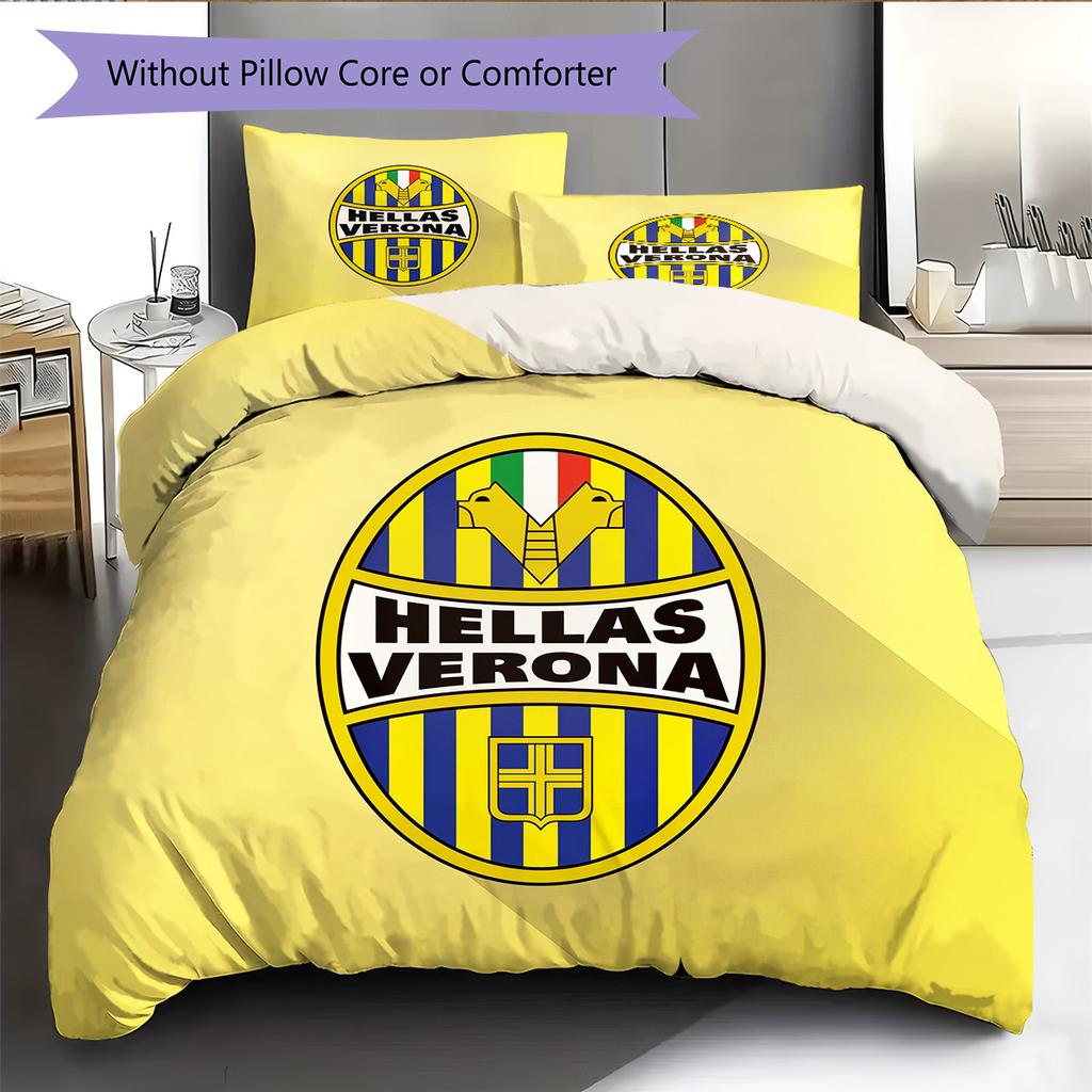 Hellas Verona FC Pattern Bedding Quilt Set Home Decoration Gift (1 * Duvet Cover + 2 * Pillowcase Without Core)