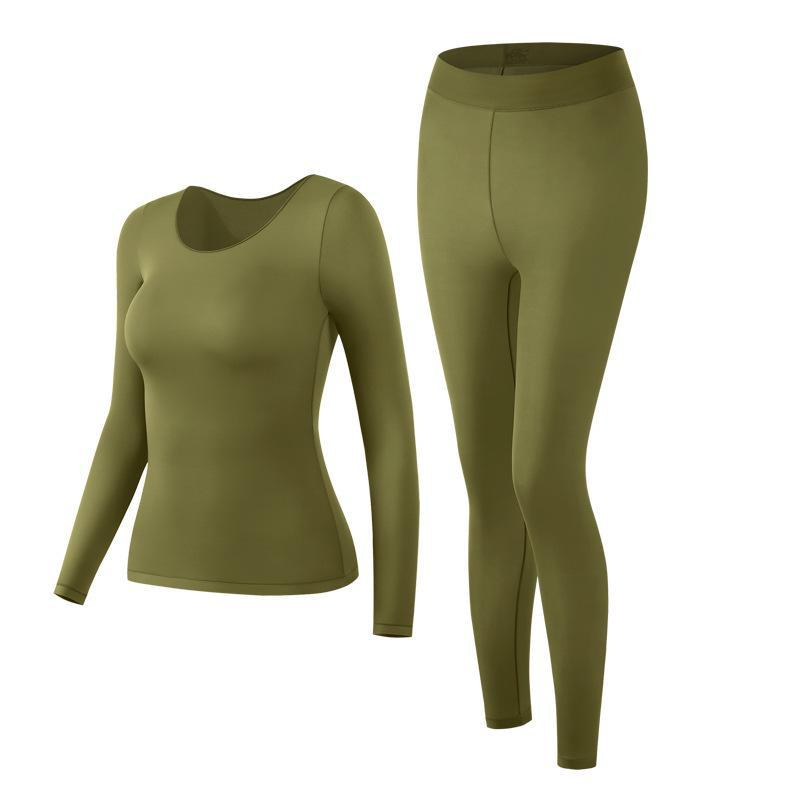 Women's Moisturizing Hyaluronic Acid Thermal Suit: Long-Sleeved Top & Pants for Autumn