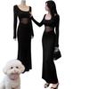 2026 Spring Women's Sexy Mesh Splice Long Dress: Slim Waist-Cinching, Hip-Hugging Design