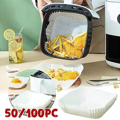 Doublures Carrées Jetables en Papier pour Friteuse 50 pièces Doublures Jetables Antiadhésives pour Friteuse Papier de Cuisson Carré 6,3 pouces