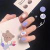 Waterproof Lavender Graffiti Nail Stickers - Removable False Nails