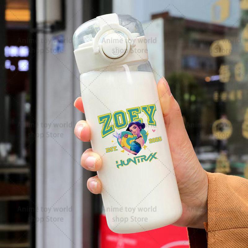 KPop Demon Hunters Sports Transparent Water Bottle Portable Gym Travel Clear Leakproof Drinking Frosted 400ml Play Entertaining Safe Kid Friendly Fun