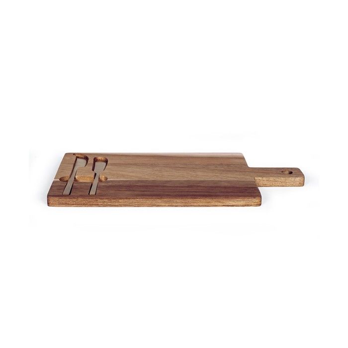 Plateau à fromage - LIVOO - MEC138 - Bois d'acacia FSC - 38 x 20 cm - 2 couteaux aimentés