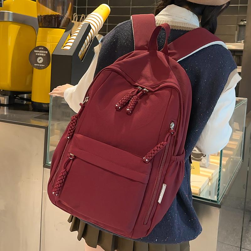 School Bag Children Primary School Students Burgundy Girls Junior High School Students Backpack College Students Backpack