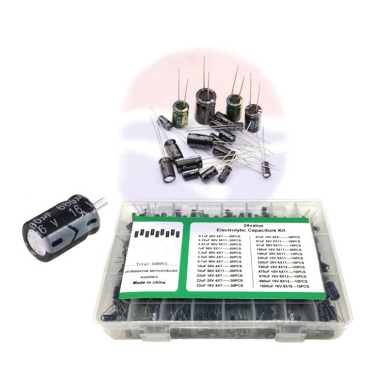 500PCS Electrolytic Capacitors Electronic Component Plastic for Use In Various Electronic Equipment & DIY Projects