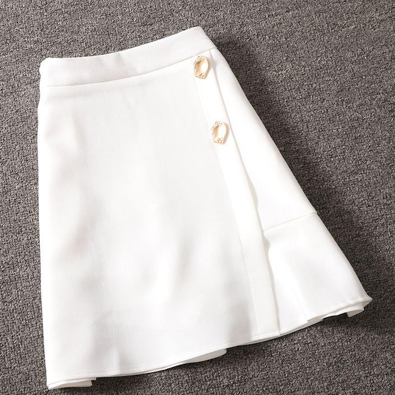

Asymmetrical White Skirt Women s Summer 2025 New Arrival Fashion High Waist Temperament Slim Looking A- line Sheath Versatile Short Skirt White((E4-3)) S