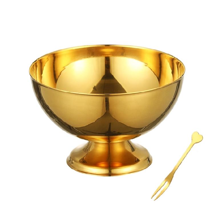 Family Kitchen Essential Nonrust Steel Salad Ice Creams Serving Bowl Sturdy Easy Washing Portable Multipurpose