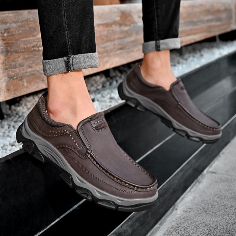 Men's Spring Slip-on Shoes, Leather Shoes, Lazy Casual and Comfortable Loafers