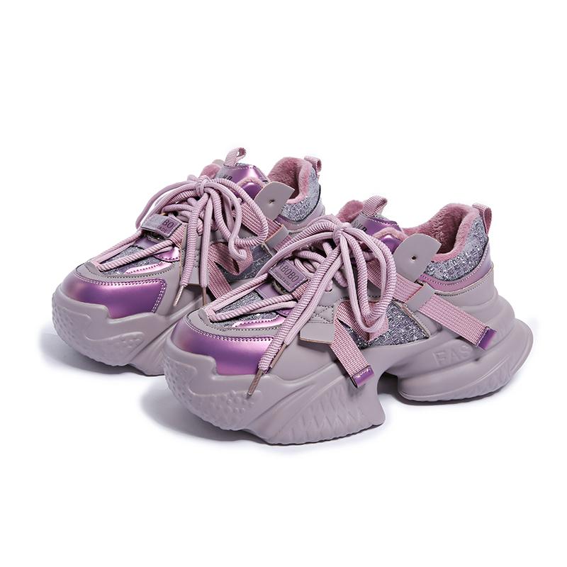 Autumn Fashion Platform Sneakers Women Black White Non-Slip Sports Shoes Woman Lace-Up Soft Sole Pu Leather Casual Shoes Ladies