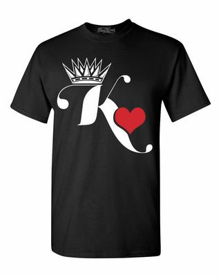 King Of Hearts T-Shirt Passende Paare Freund Ehemann Jubiläum Shirts