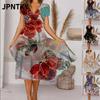 JPNTKY Moda Estiva Primaverile Manica Corta Scollo a V Abiti Casual