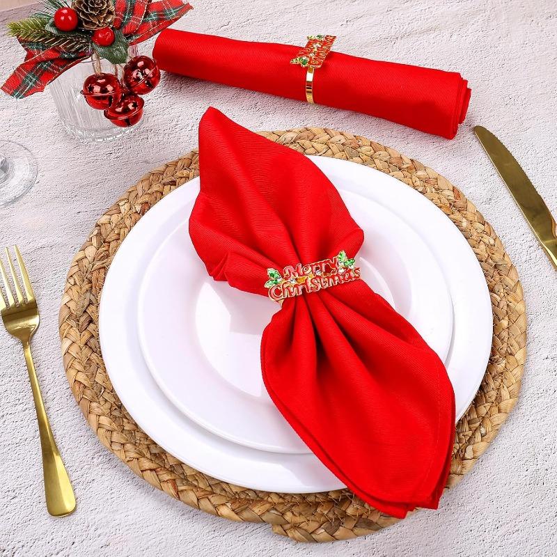Holiday Christmas Thanksgiving Napkin Ring Holder Decorative Napkin Holder for Family Table Dinner Holiday Table Setting
