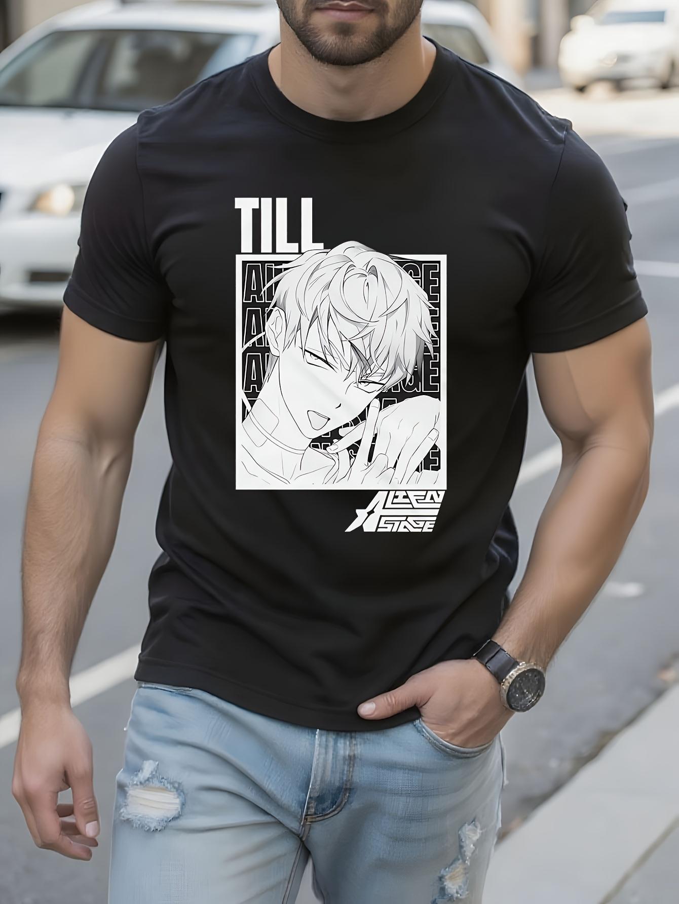 Till Alien Stage  Anime Graphic - Black Vintage Streetwear Tee with Alien Stage Text T-shirt XL