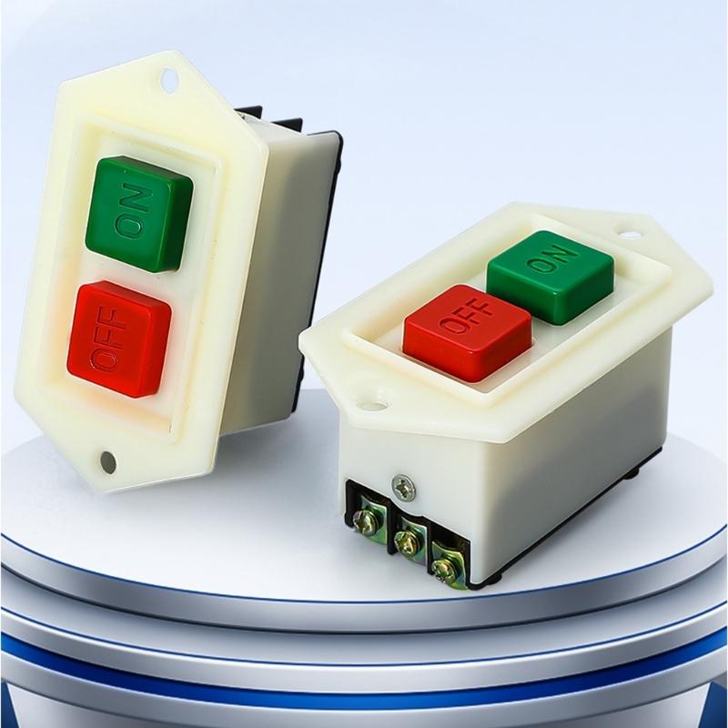 Start Stop Push Button Switches 380V 3 Phase 5A Waterproof Flushing Mount Switches for Benches Grinder & Industrial Equipment