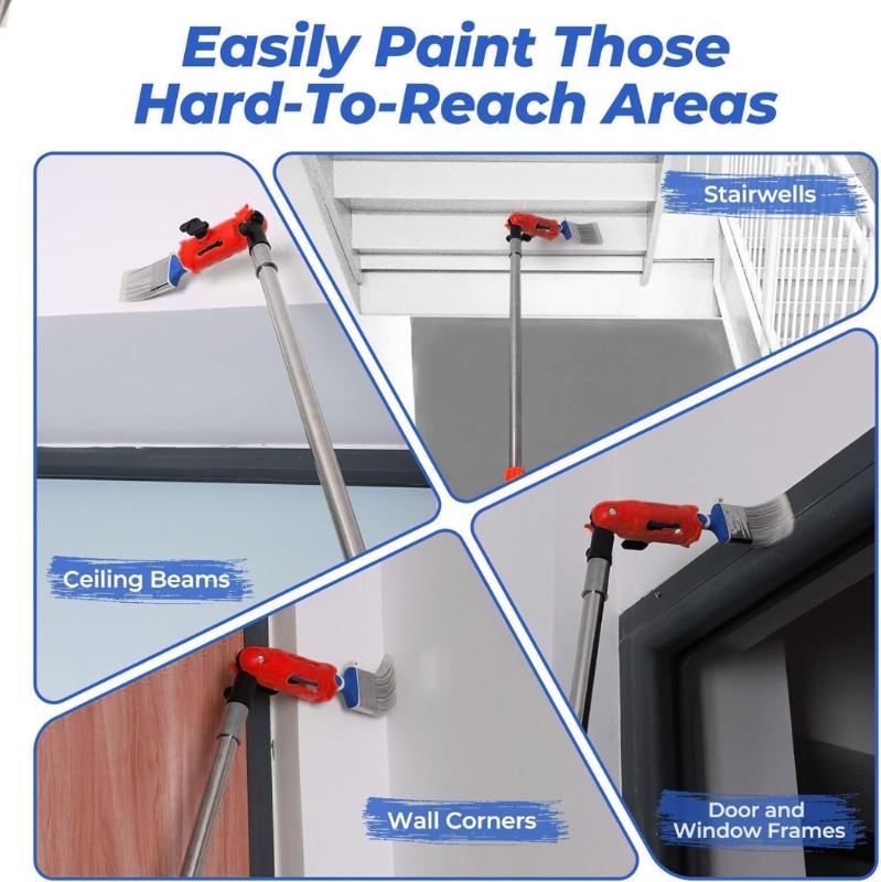 Rotating Head Plastic Paint Brush Holder Painting Tool Adapter Plastic Extension Poles Attachment Holder Enduring