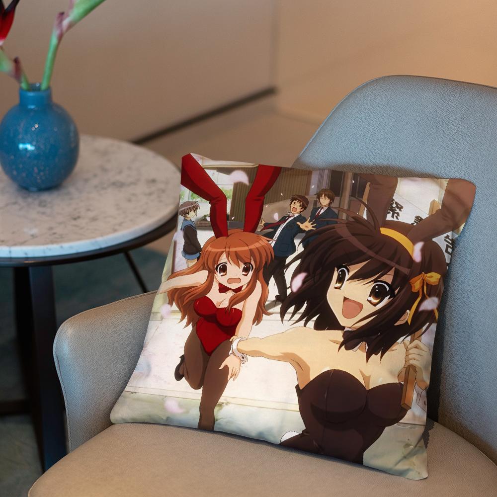 The Melancholy of Haruhi Suzumiya Cushion Cover 2-in-1 Reversible Plush Pillow Cover | Car/Sofa/Bed | Perfect Gift