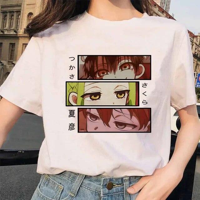 Toilet-Bound Hanako-kun Print T-Shirts Damen Harajuku Ullzang Mode T-Shirt 90er Grafik Lustiges Unisex T-Shirt Sommer Top Tee FeUnisex