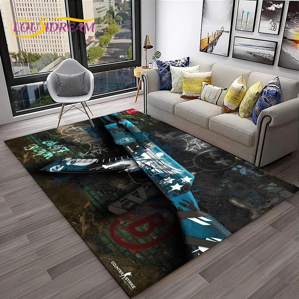 Gewehrmesser Pistolenpatrone USP, AK, M4, AWP, Gewehrteppich für Zuhause, Wohnzimmer, Schlafzimmer, Sofa, Fußmatte, Dekor, rutschfeste Bodenmatte für Kinder