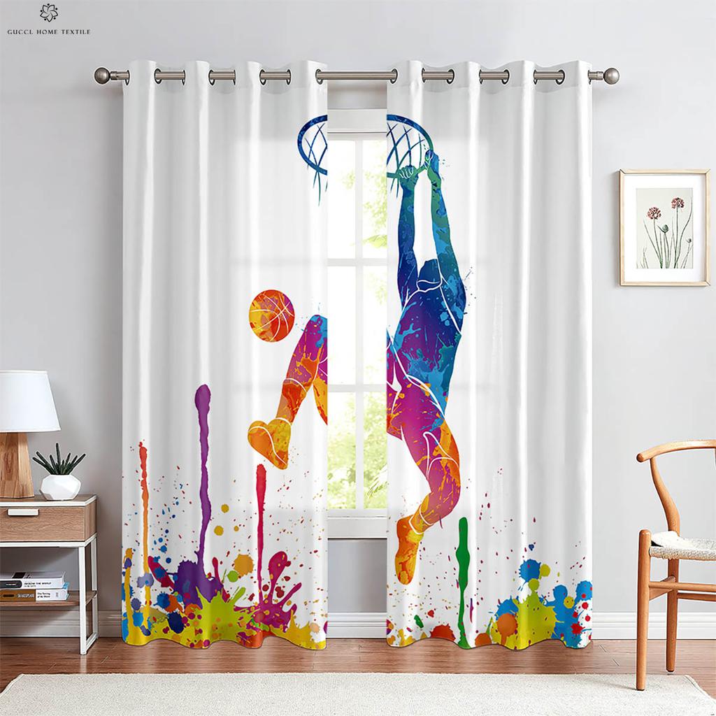Cool Basketball 3d Printed Drapes Suitable Great for Kids Bedroom Living Area Cooking Space Bedroom Decorative Curtains 2 Pieces