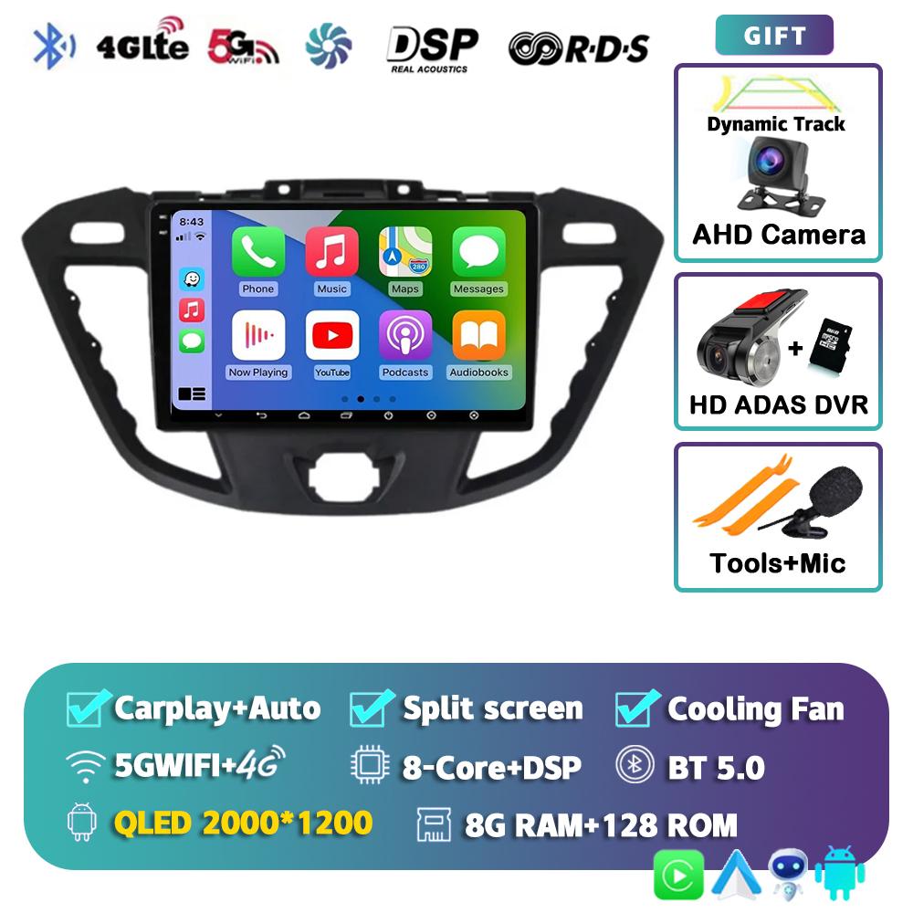 Android 14 Carplay Auto for Ford Transit Tourneo Custom 2013-2021 Navigation Car Radio 2 Din Multimedia Player Head Unit Stereo