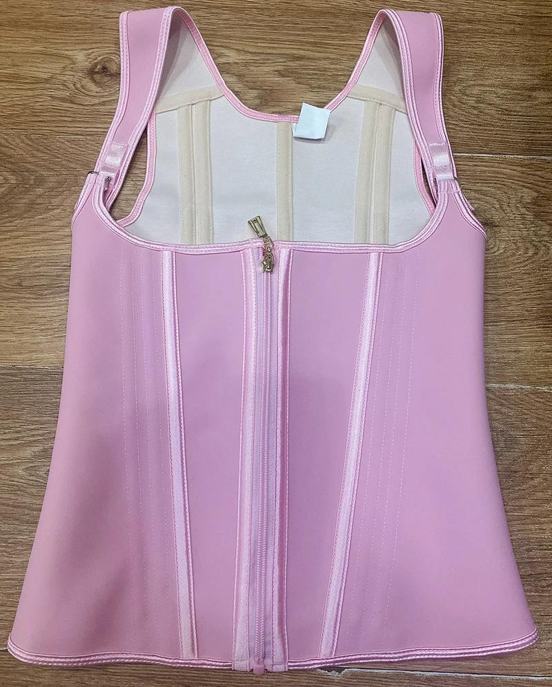 Afrulia Fajas Colombianas Waist Trainer Corset Double Compression Vest Slimming Body Shaper Zipper Hook S розовый